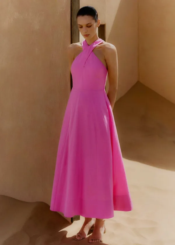 ME+EM Linen-Blend Crossover Maxi Dress | Women Maxi Dresses