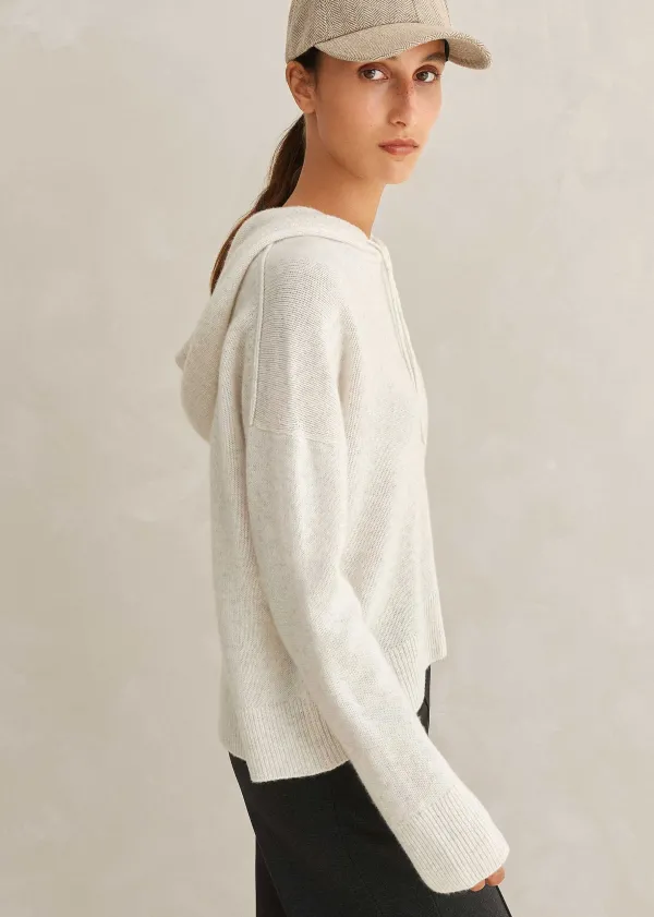 ME+EM Luxe Cashmere Curved Hem Hoody | Women Cashmere
