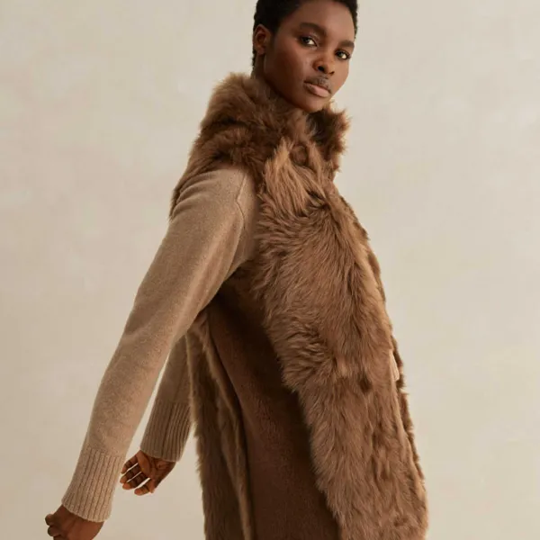 ME+EM Luxe Toscana Shearling Long Gilet | Women Shearling Jackets