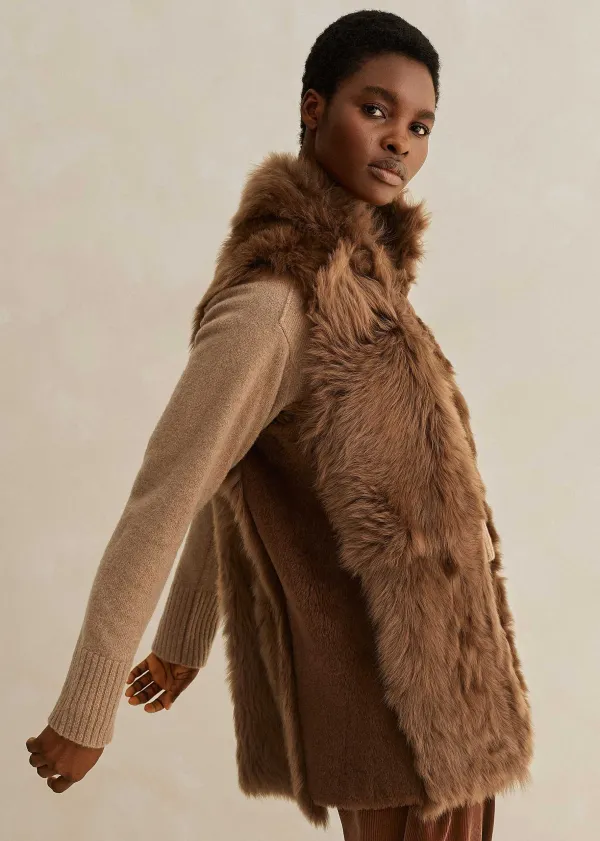 luxe_toscana_shearling_long_gilet_5.webp ME+EM Luxe Toscana Shearling Long Gilet | Women Shearling Jackets