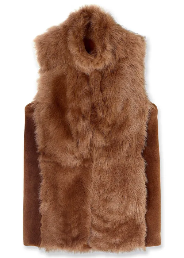 luxe_toscana_shearling_long_gilet_7.webp ME+EM Luxe Toscana Shearling Long Gilet | Women Shearling Jackets