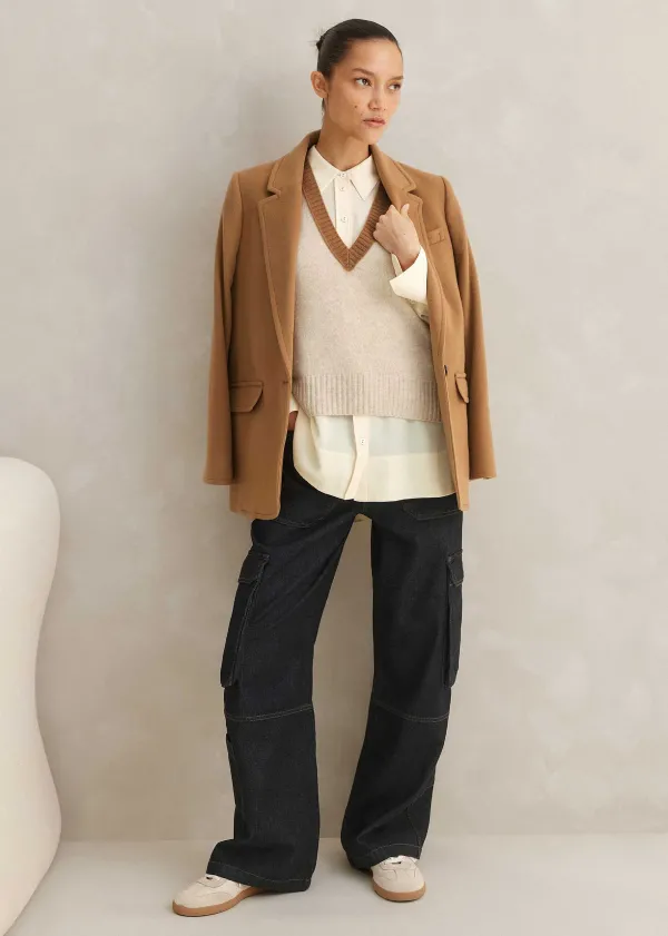 ME+EM Merino Cashmere Colour Block Vest | Women Vests