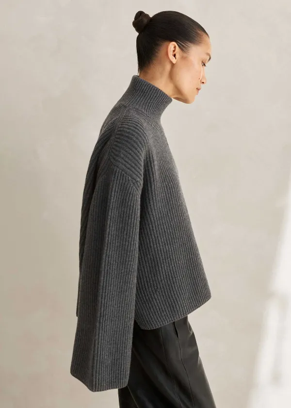 ME+EM Merino Cashmere Crop Half Zip Jumper | Women Jumpers