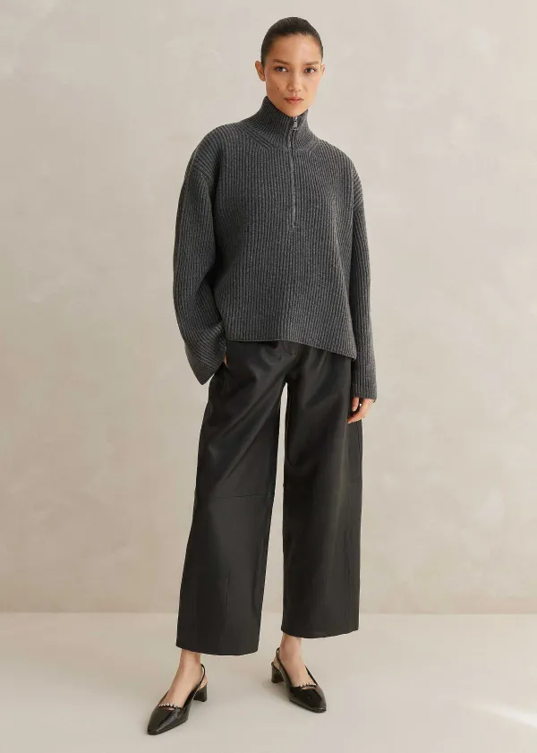ME+EM Merino Cashmere Crop Half Zip Jumper | Women Jumpers