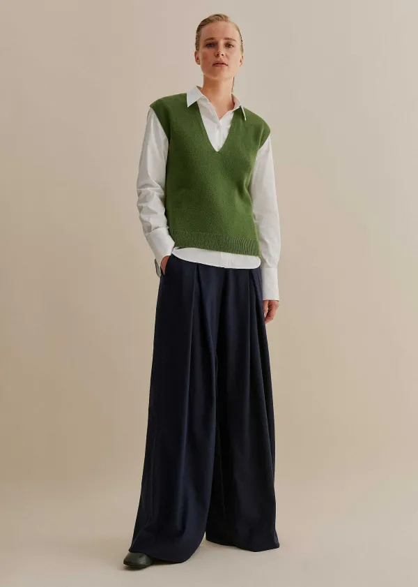 ME+EM Merino Cashmere Relaxed V Neck Vest | Women Vests