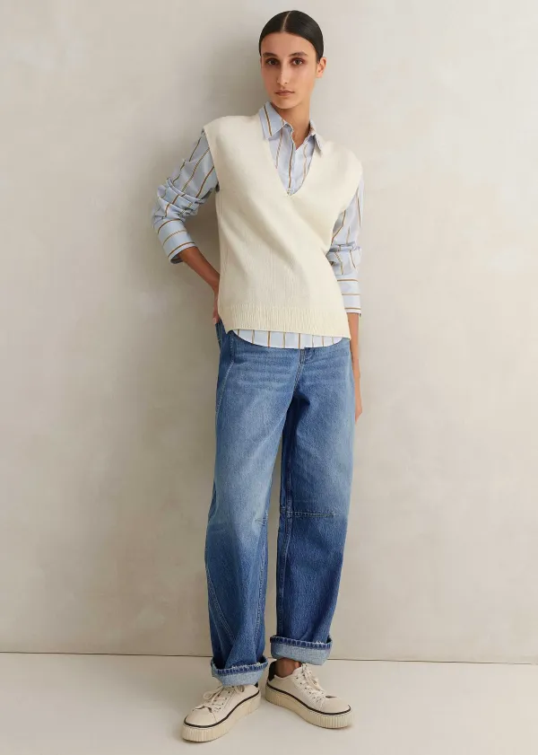 ME+EM Merino Cashmere Relaxed V Neck Vest | Women Vests