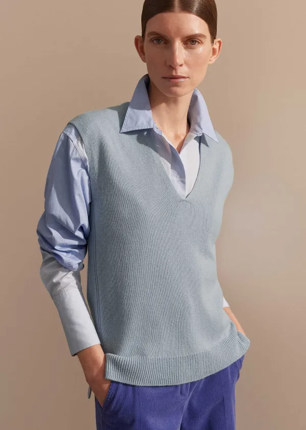 ME+EM Merino Cashmere Relaxed V-Neck Vest | Women Vests