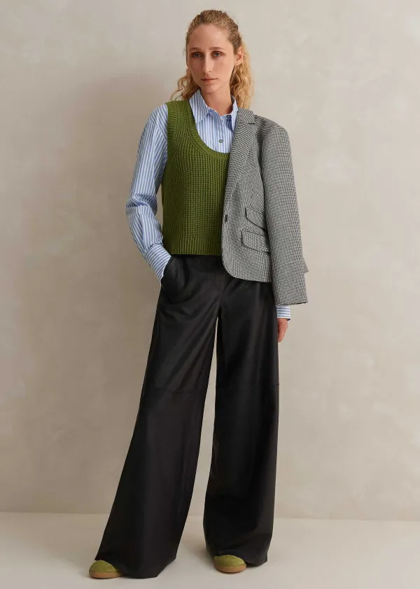 ME+EM Merino Cashmere Ribbed Scoop Neck Vest | Women Vests