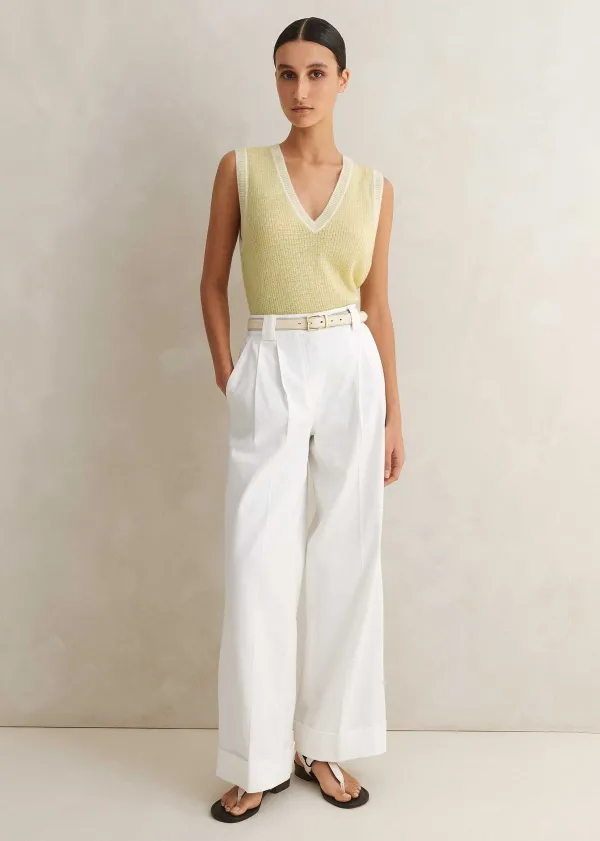 ME+EM Merino Cashmere Silk Lace Stitch Vest | Women Vests