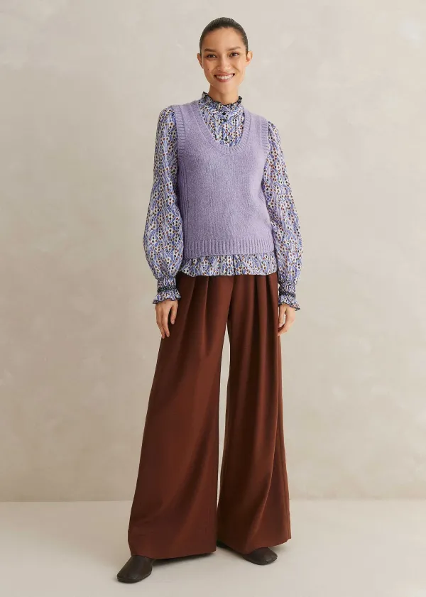 ME+EM Merino Cashmere Silk Scoop Neck Vest | Women Vests