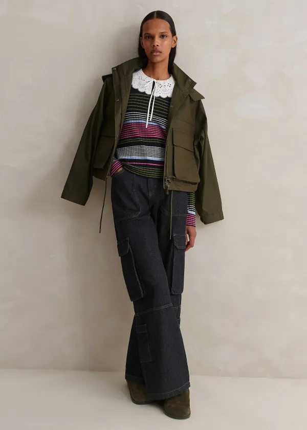 ME+EM Merino Stretch Slim Rib Stripe Jumper | Women Jumpers