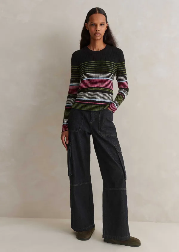 merino_stretch_slim_rib_stripe_jumper_6.webp ME+EM Merino Stretch Slim Rib Stripe Jumper | Women Jumpers