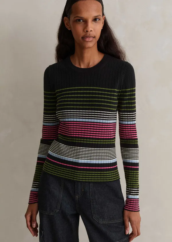 merino_stretch_slim_rib_stripe_jumper_7.webp ME+EM Merino Stretch Slim Rib Stripe Jumper | Women Jumpers