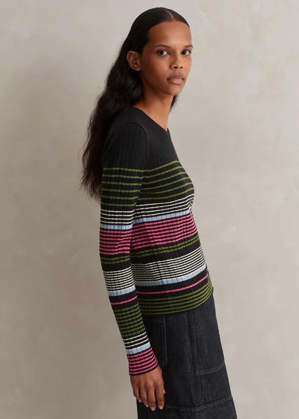 merino_stretch_slim_rib_stripe_jumper_8.webp ME+EM Merino Stretch Slim Rib Stripe Jumper | Women Jumpers