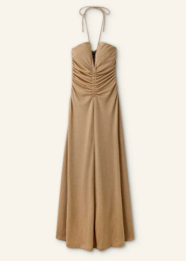ME+EM Metallic Halterneck Maxi Dress | Women Maxi Dresses