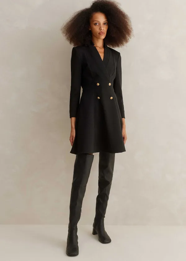 ME+EM Military Button Fit And Flare Mini Dress | Women Short Dresses