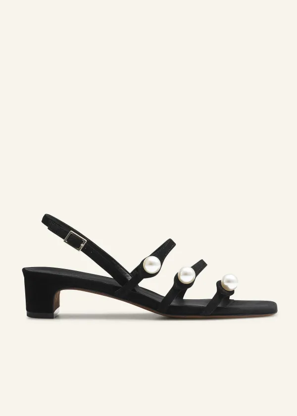 ME+EM Pearl Detail Suede Kitten Sandal | Women Sandals
