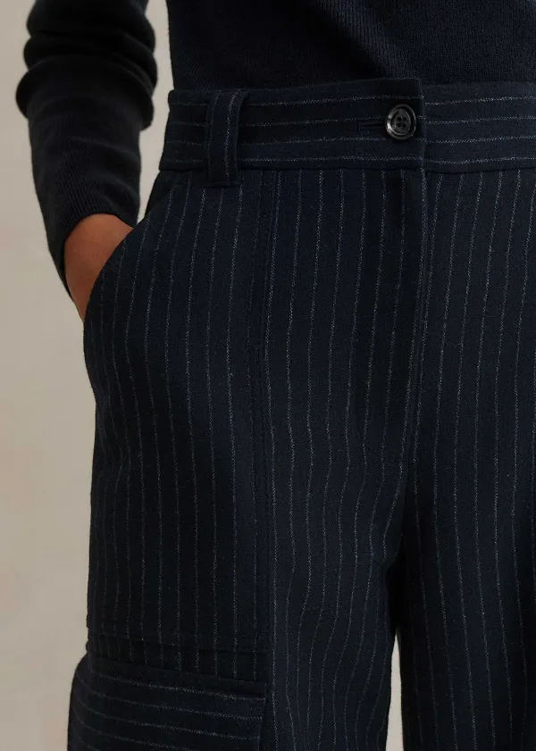 ME+EM Pinstripe Relaxed Straight Cargo Trouser | Women Cargo Trousers