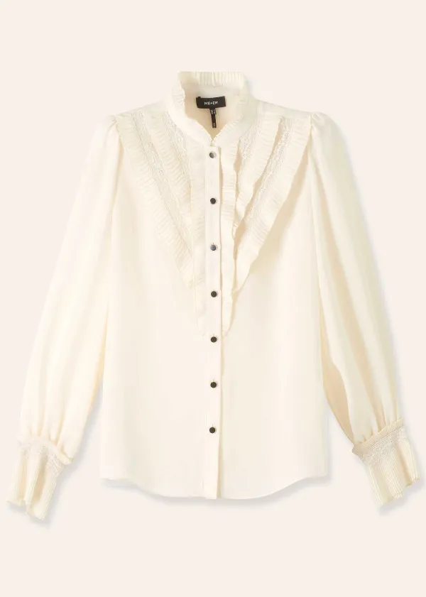 ME+EM Pleat Blouse + Removable Velvet Tie | Women Blouses
