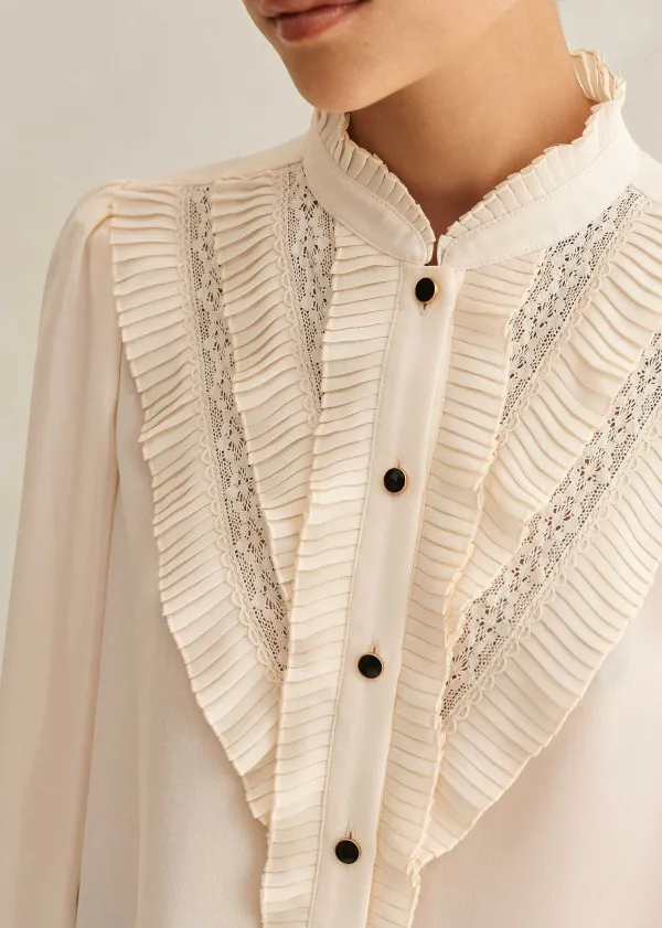 pleat_blouse__removable_velvet_tie_6.webp ME+EM Pleat Blouse + Removable Velvet Tie | Women Blouses