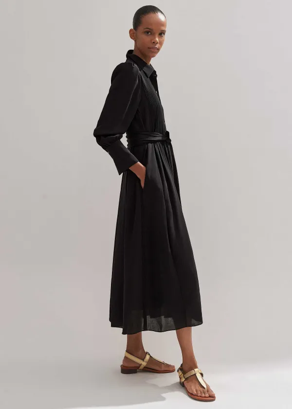 pleated_midi_shirt_dress__belt_2.webp ME+EM Pleated Midi Shirt Dress + Belt | Women Maxi Dresses