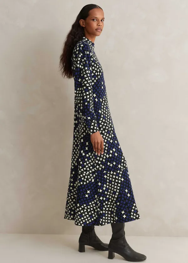 printed_ponte_balloon_sleeve_maxi_dress_3.webp ME+EM Printed Ponte Balloon Sleeve Maxi Dress | Women Maxi Dresses