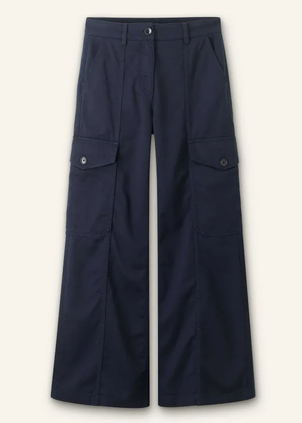 ME+EM Regular Length Cotton Flared Cargo Trouser | Women Cargo Trousers