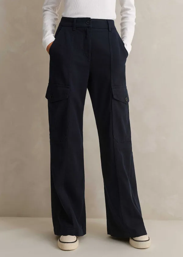 regular_length_cotton_flared_cargo_trouser_3.webp ME+EM Regular Length Cotton Flared Cargo Trouser | Women Cargo Trousers