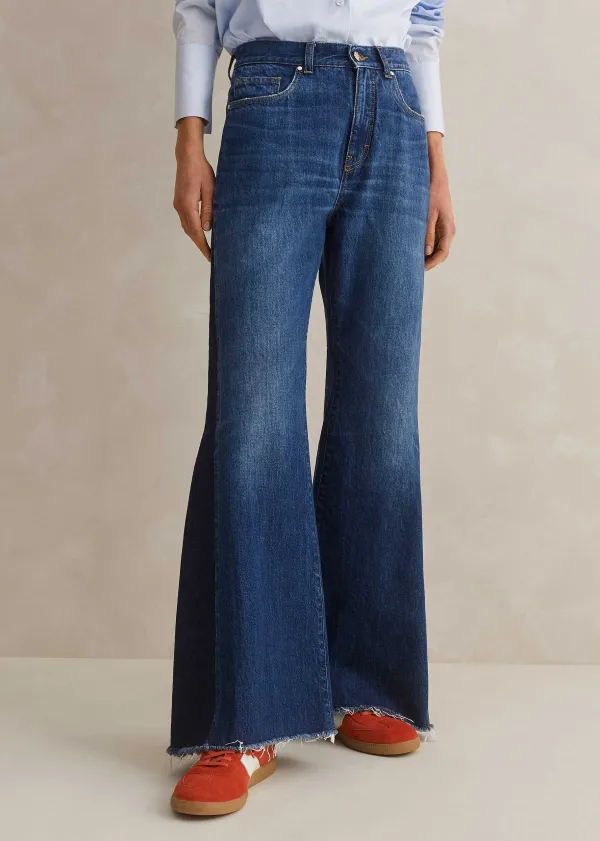 ME+EM Regular Length Split Seam Flare Jean | Women Jeans