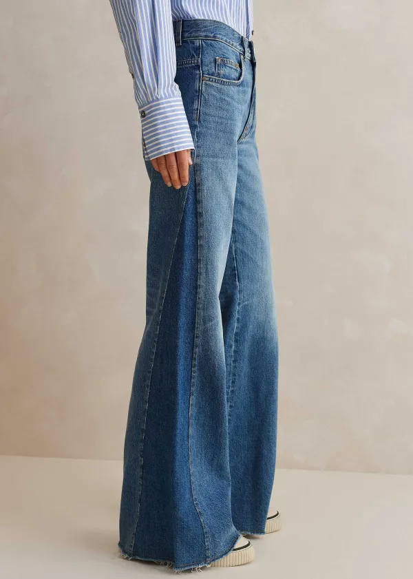 ME+EM Regular Length Split Seam Flare Jean | Women Jeans