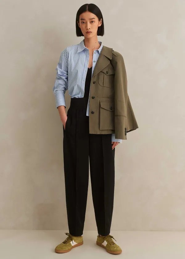 ME+EM Rib Waist Fluid Tapered Trouser | Women Tapered Trousers