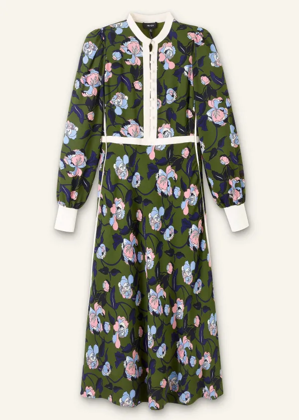 ME+EM Rose Print Panelled Midi Dress | Women Midi Dresses