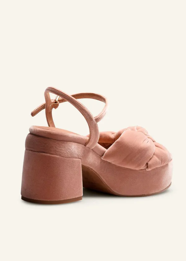 ME+EM Ruched Velvet Knot Platform | Women Heels