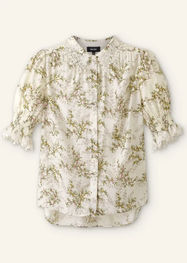 ME+EM Shadow Berry Print Embroidered Collar Blouse | Women Blouses