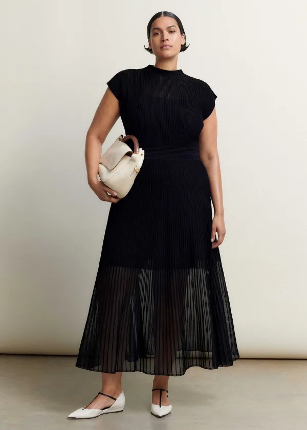 ME+EM Sheer Panelled Evening Knit Maxi Dress | Women Maxi Dresses