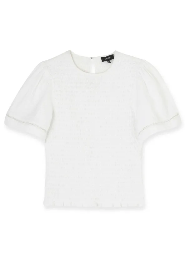 ME+EM Shirred Cheesecloth T-Shirt | Women Beach & Summer Tops