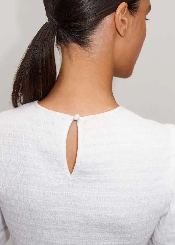 shirred_cheesecloth_tshirt_5.webp ME+EM Shirred Cheesecloth T-Shirt | Women Beach & Summer Tops