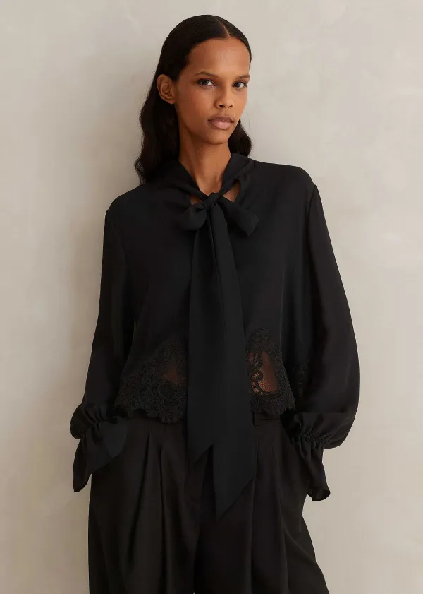 silk__lace_cropped_pussybow_blouse_6.webp ME+EM Silk + Lace Cropped Pussybow Blouse | Women Blouses