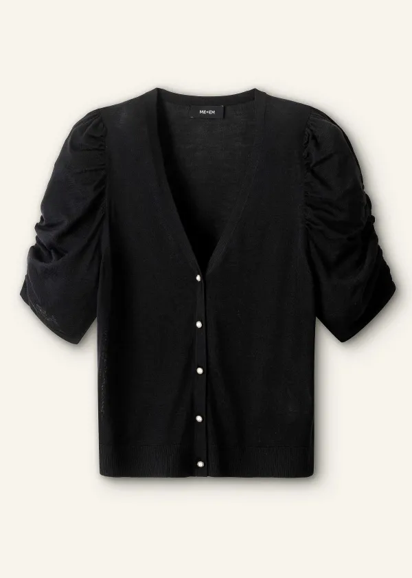 ME+EM Silk Button-Through Pouf Sleeve Knit Top | Women City Break Solutions