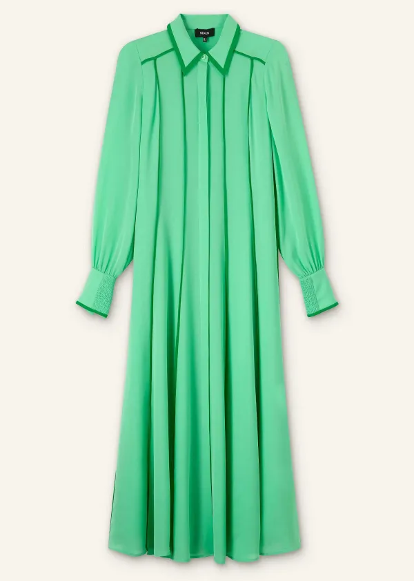 ME+EM Silk Contrast Binding Maxi Shirt Dress + Belt | Women Maxi Dresses