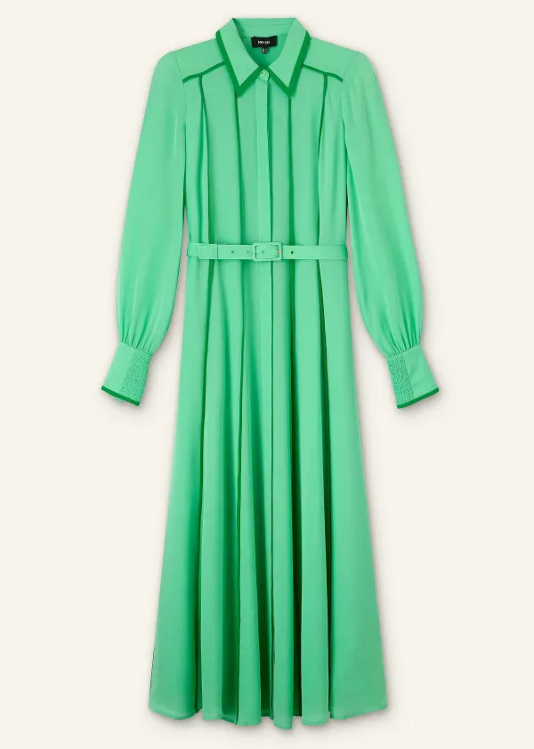 ME+EM Silk Contrast Binding Maxi Shirt Dress + Belt | Women Maxi Dresses