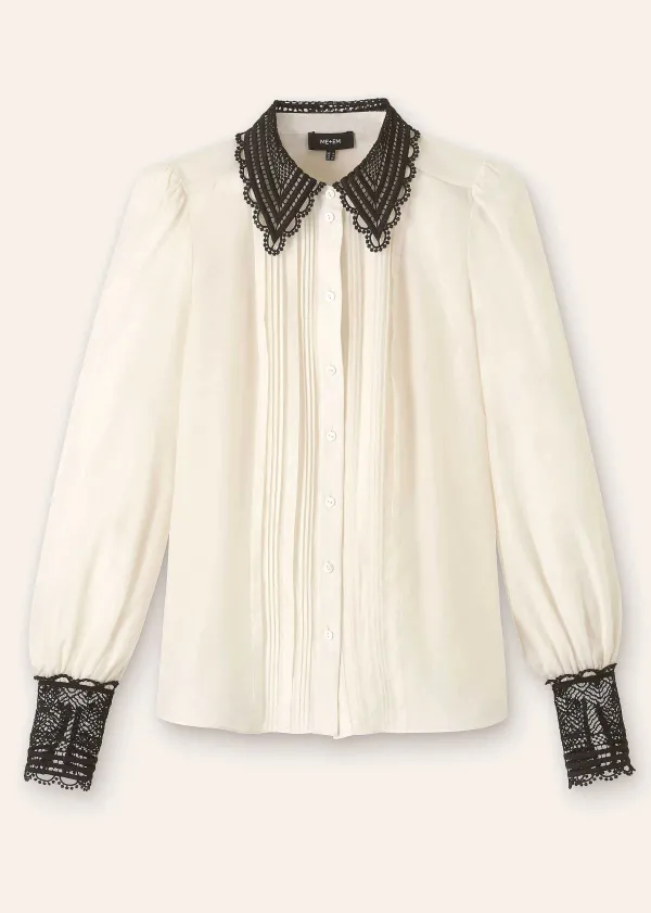 ME+EM Silk Cotton Embroidered Collar Blouse | Women Blouses