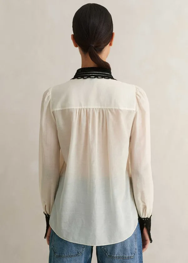silk_cotton_embroidered_collar_blouse_2.webp ME+EM Silk Cotton Embroidered Collar Blouse | Women Blouses