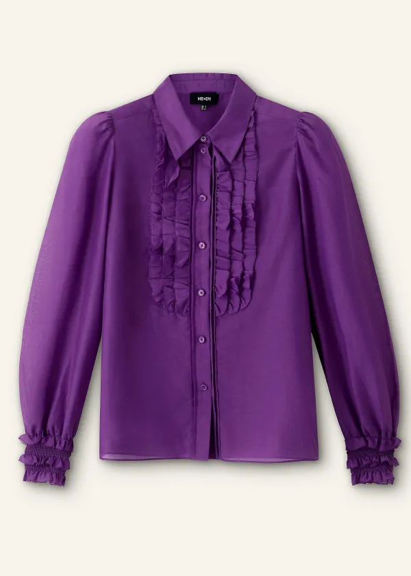 ME+EM Silk Cotton Frill Detail Blouse | Women Blouses