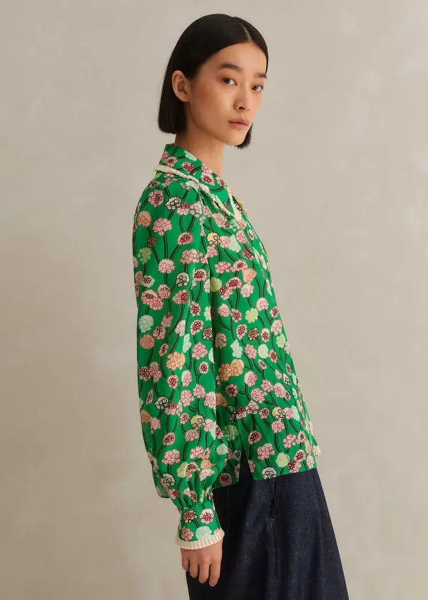 ME+EM Silk Cotton Lantana Flower Print Shirt | Women Blouses