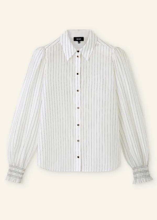 ME+EM Silk Cotton Stripe Shirt | Women Shirts
