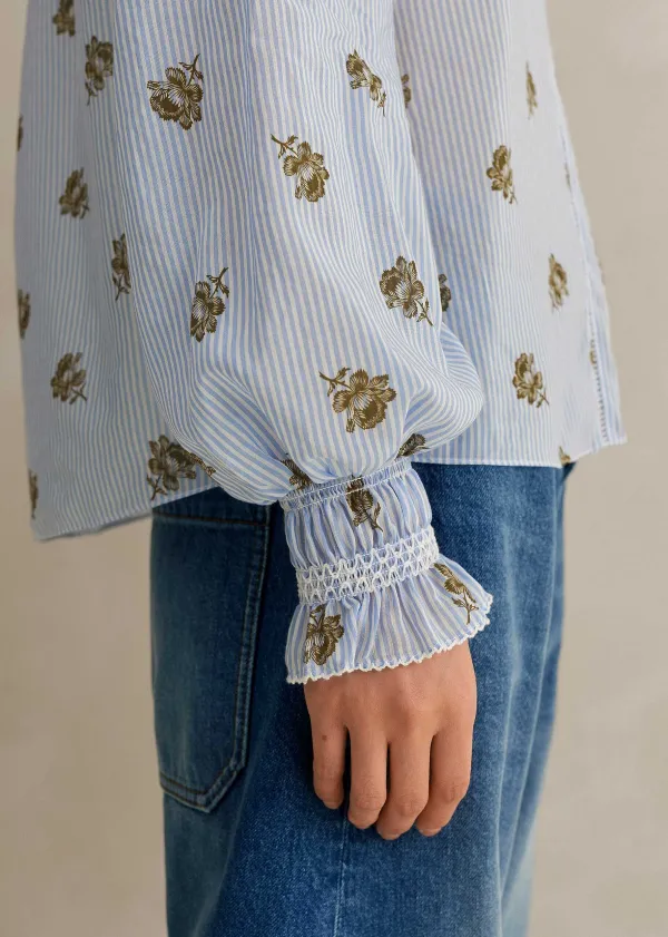 silk_cotton_striped_rose_print_blouse_2.webp ME+EM Silk Cotton Striped Rose Print Blouse | Women Blouses