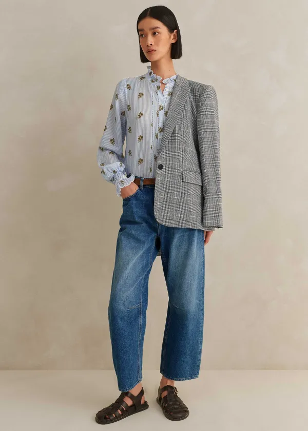 silk_cotton_striped_rose_print_blouse_4.webp ME+EM Silk Cotton Striped Rose Print Blouse | Women Blouses