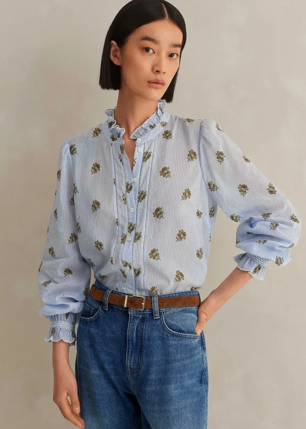 silk_cotton_striped_rose_print_blouse_5.webp ME+EM Silk Cotton Striped Rose Print Blouse | Women Blouses