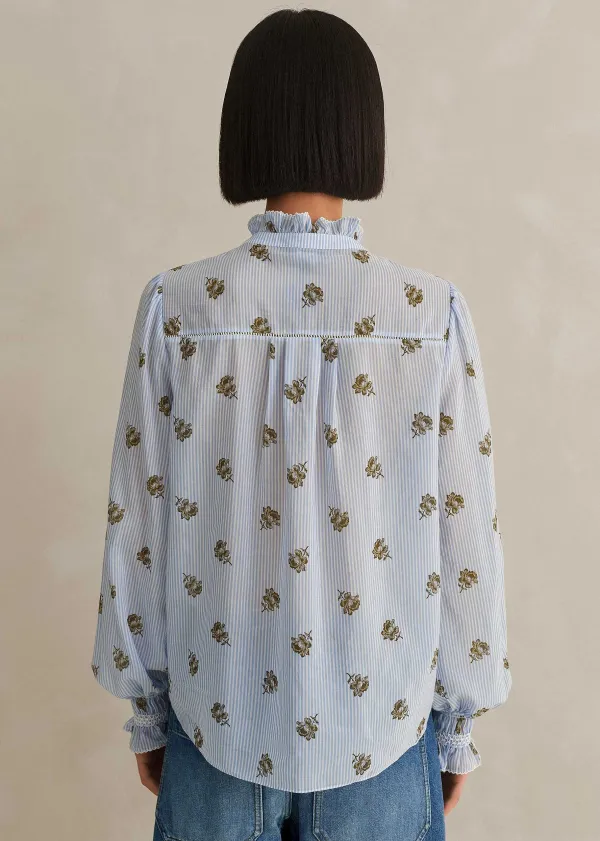 silk_cotton_striped_rose_print_blouse_6.webp ME+EM Silk Cotton Striped Rose Print Blouse | Women Blouses